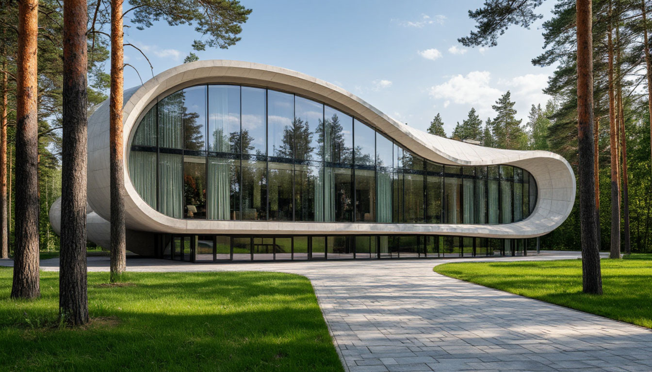 Аккуратно вписали объект в лесной участок