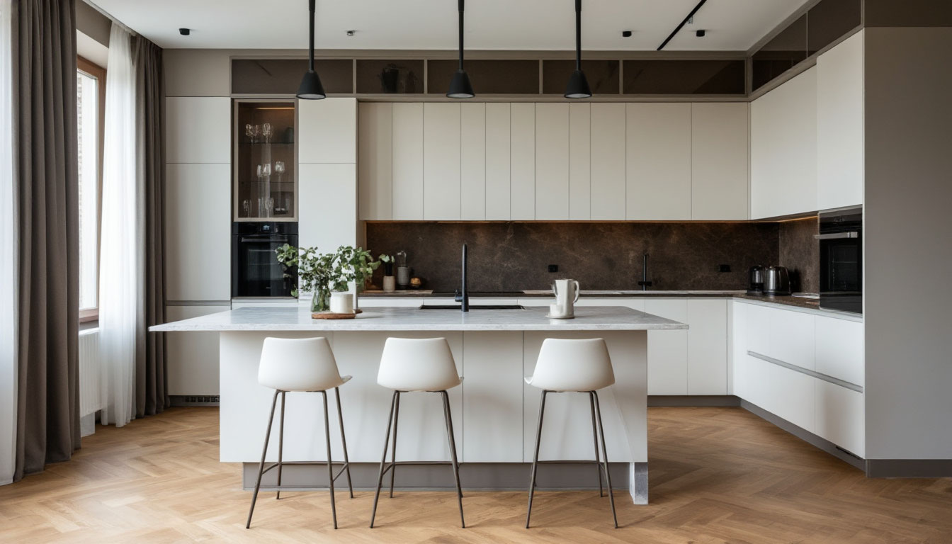 Дорогостоящий интерьер с отделкой под ключ